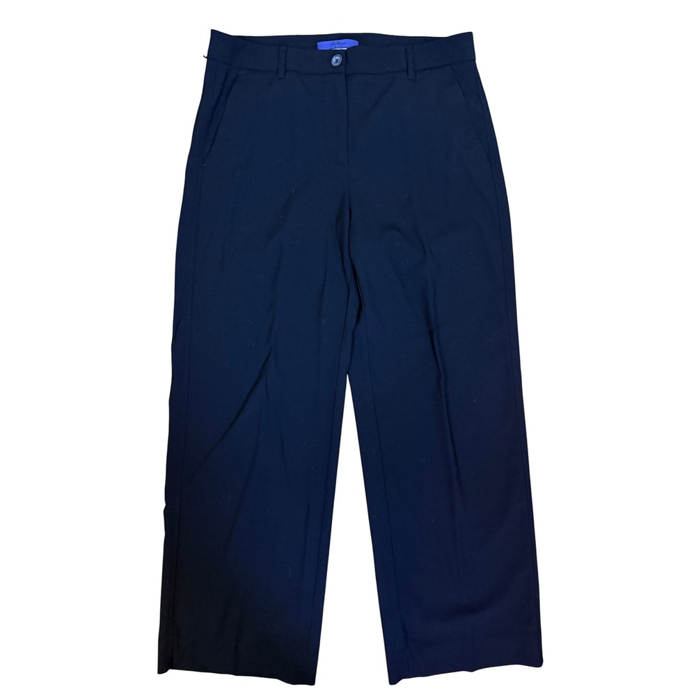 Les Copains Blue Trousers Womens‎ 42  Black Straight Leg Wool Blend Stretch